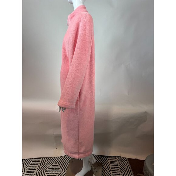 Adonna Pink Fleece Zip-Up Long Robe XL Full-Length Cozy Loungewear - Picture 7 of 16